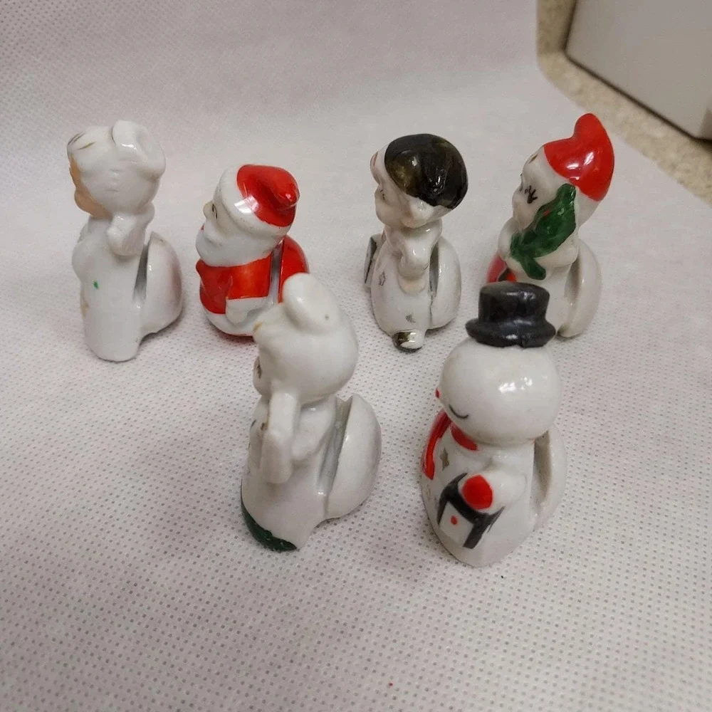 Commodore‎ Vintage 1950'S Japan Christmas Santa Placecard holders #3010 6 pieces